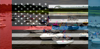 Parade, Trump Boat, Red Blue Flag Police Fire, Bohemia River, 200815